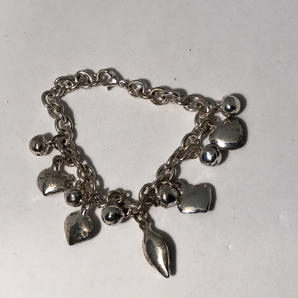 Silver tone charm bracelet with vintage Christmas Ornament Charms 7” - Picture 5 of 5